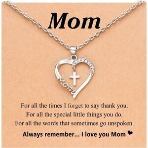 Heart Cross Necklace for Women Baptism Confirmation Easter Gifts